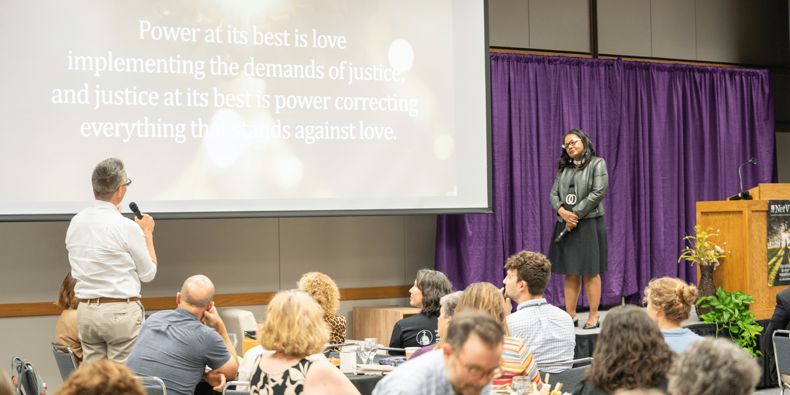 Keynote speaker, Mary Dana Hinton, president at Hollins University, speaks at Loras College