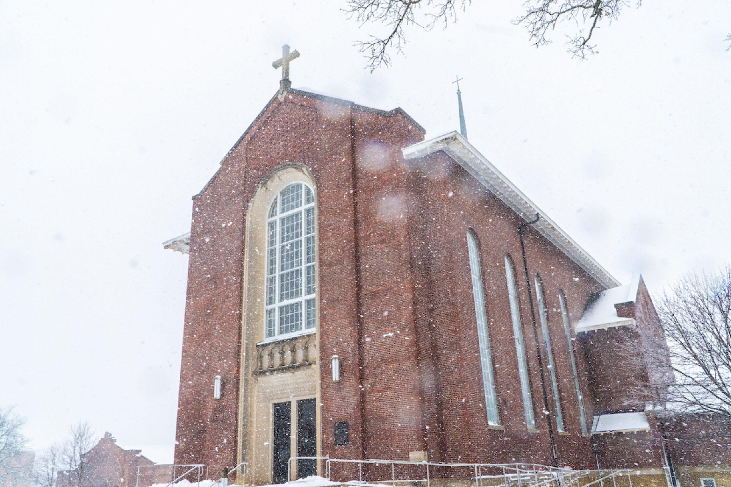 church in snow