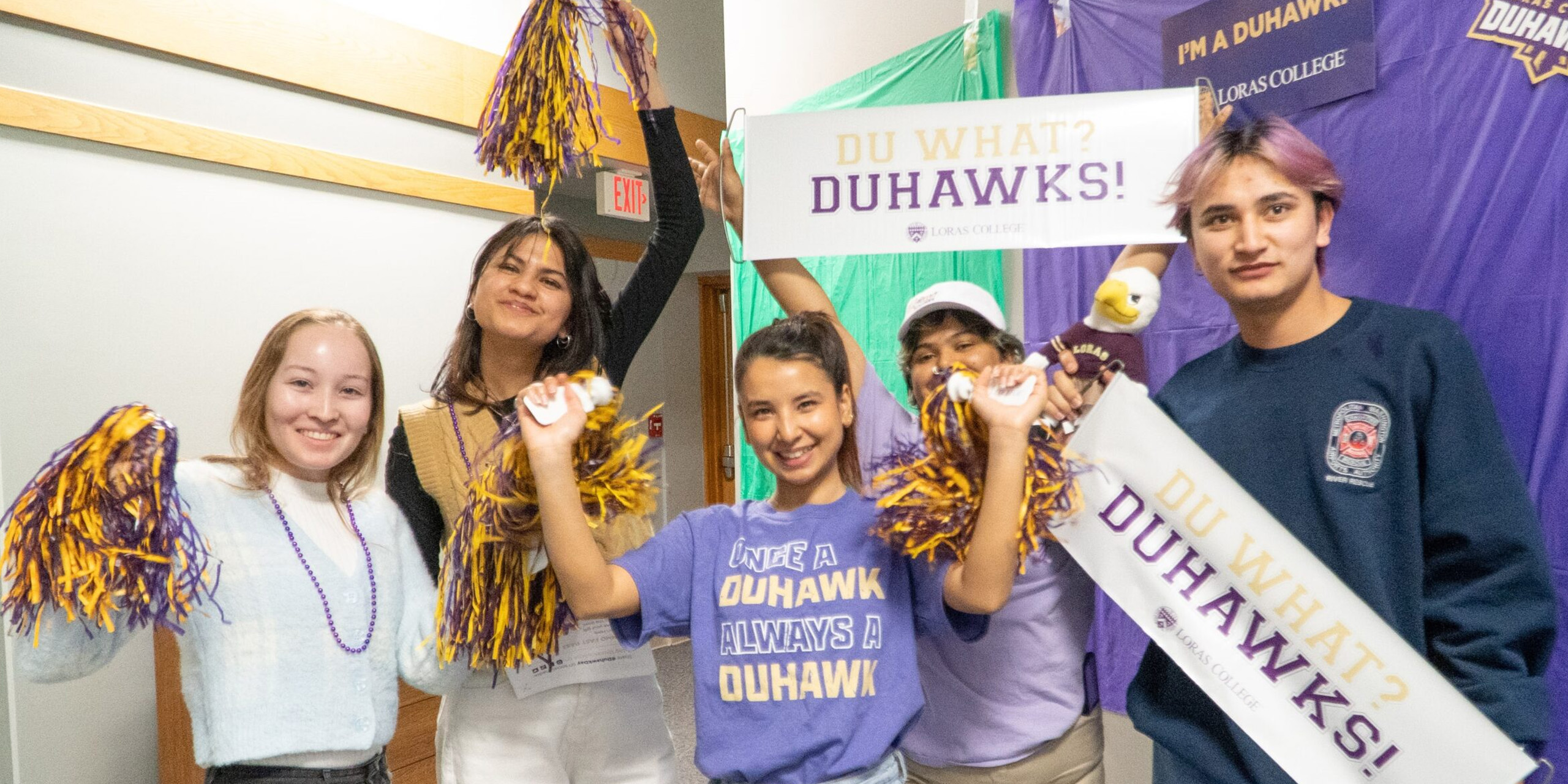 Five student celebrating Duhawk Day